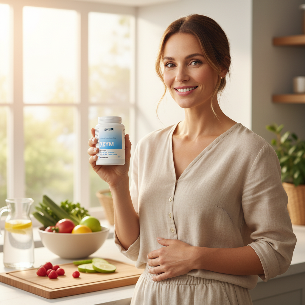 Persona con 7ZYM per benessere digestivo